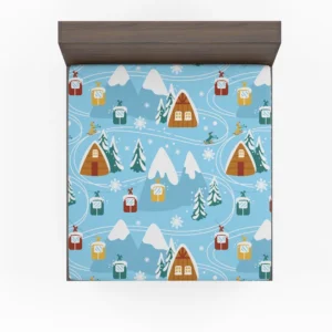 Beautiful Winter Village Fitted Sheet