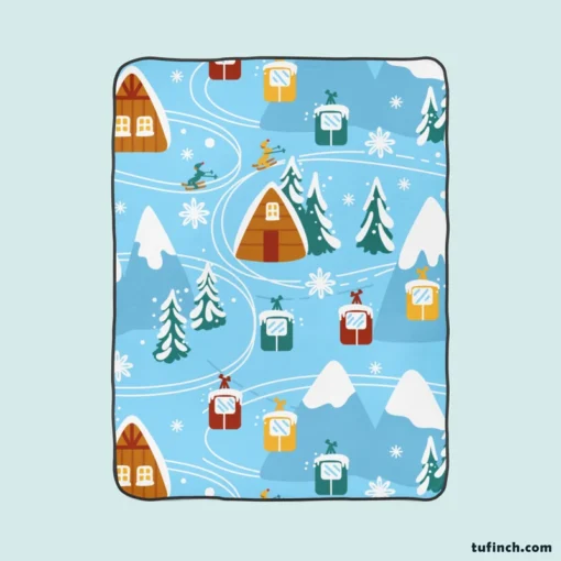 Beautiful Winter Village Fleece Blanket 1