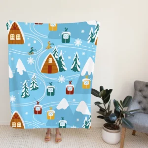 Beautiful Winter Village Fleece Blanket