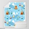 Beautiful Winter Village Sherpa Fleece Blanket