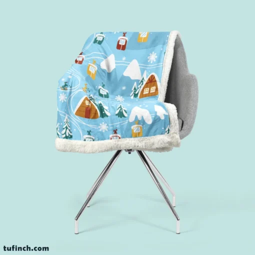 Beautiful Winter Village Sherpa Fleece Blanket 2