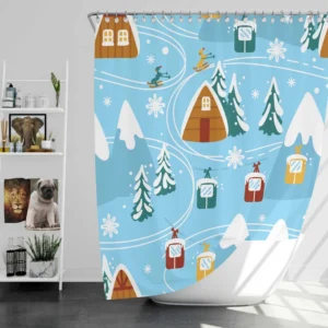 Beautiful Winter Village Shower Curtain