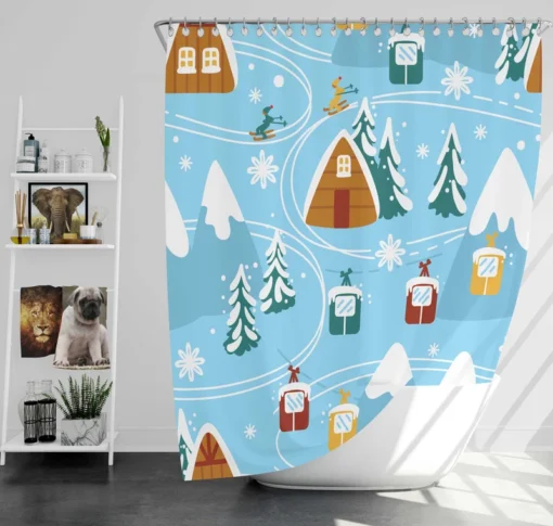 Beautiful Winter Village Shower Curtain