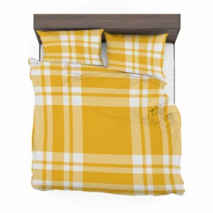 Beautiful Yellow White Stripe Plaid Bedding Set 2