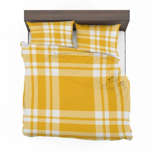 Beautiful Yellow White Stripe Plaid Bedding Set 2