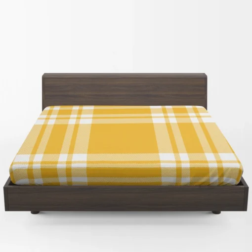 Beautiful Yellow White Stripe Plaid Fitted Sheet 1