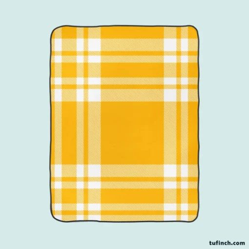 Beautiful Yellow White Stripe Plaid Fleece Blanket 1