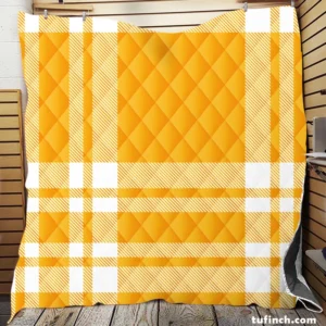 Beautiful Yellow White Stripe Plaid Quilt Blanket