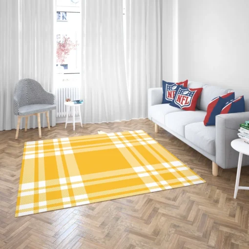 Beautiful Yellow White Stripe Plaid Rug 2