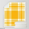 Beautiful Yellow White Stripe Plaid Sherpa Fleece Blanket