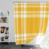 Beautiful Yellow White Stripe Plaid Shower Curtain