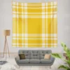 Beautiful Yellow White Stripe Plaid Wall Tapestry