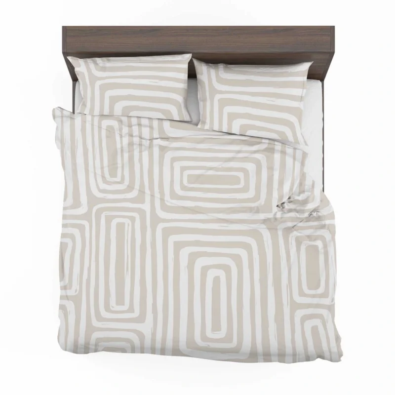 Beige And White Pattern With Squares Bedding Set 2