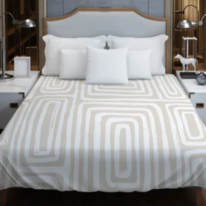 Beige And White Pattern With Squares Duvet Cover