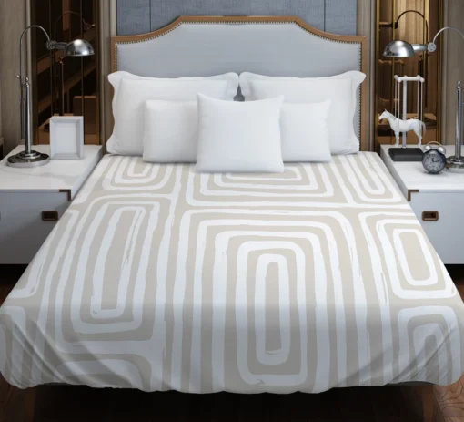 Beige And White Pattern With Squares Duvet Cover