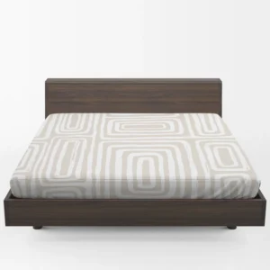 Beige And White Pattern With Squares Fitted Sheet 1