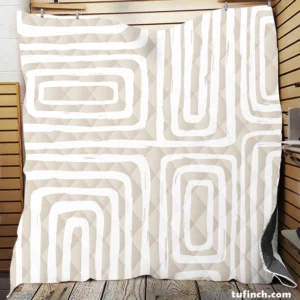 Beige And White Pattern With Squares Quilt Blanket