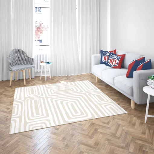 Beige And White Pattern With Squares Rug 2