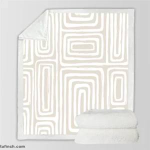 Beige And White Pattern With Squares Sherpa Fleece Blanket