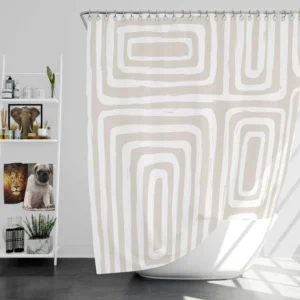 Beige And White Pattern With Squares Shower Curtain