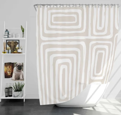 Beige And White Pattern With Squares Shower Curtain