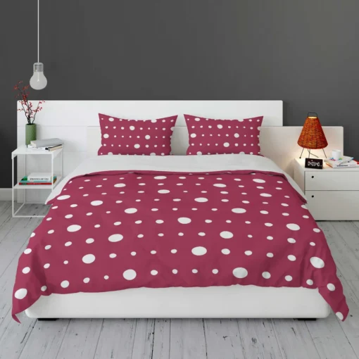 Beige Maroon Polka Dots Bedding Set 1