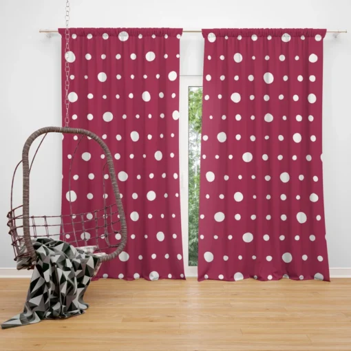 Beige Maroon Polka Dots Curtain