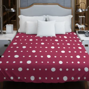 Beige Maroon Polka Dots Duvet Cover