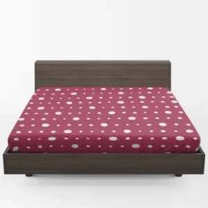 Beige Maroon Polka Dots Fitted Sheet 1