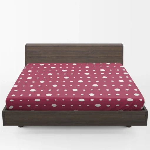 Beige Maroon Polka Dots Fitted Sheet 1