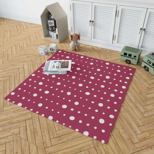 Beige Maroon Polka Dots Rug 1