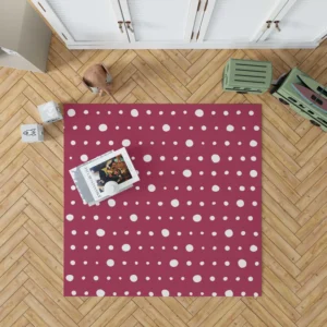 Beige Maroon Polka Dots Rug