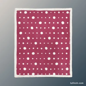 Beige Maroon Polka Dots Sherpa Fleece Blanket 1