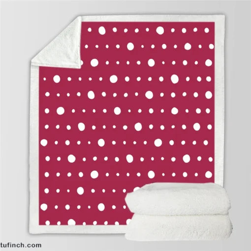 Beige Maroon Polka Dots Sherpa Fleece Blanket