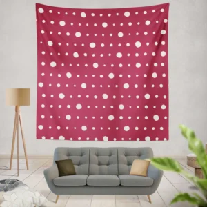 Beige Maroon Polka Dots Wall Tapestry