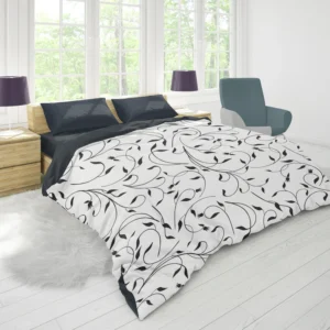 Black And White Branches Vine Duvet Cover 1