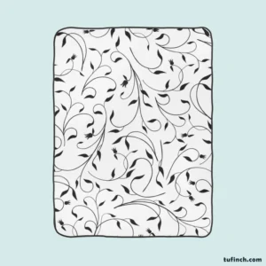 Black And White Branches Vine Fleece Blanket 1