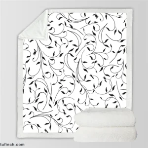 Black And White Branches Vine Sherpa Fleece Blanket