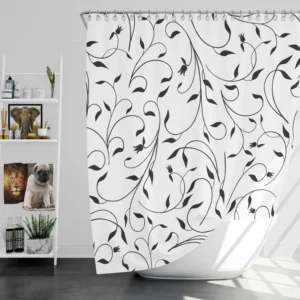 Black And White Branches Vine Shower Curtain