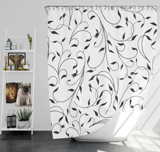 Black And White Branches Vine Shower Curtain