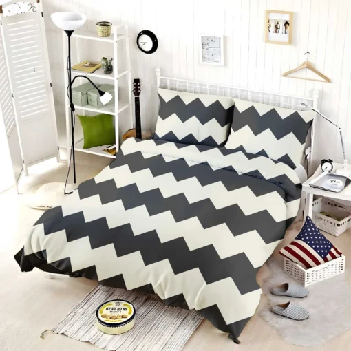 Black And White Chevron Design Bedding Set