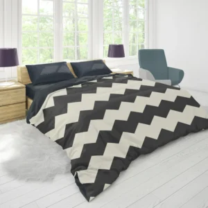 Black And White Chevron Design Duvet Cover 1