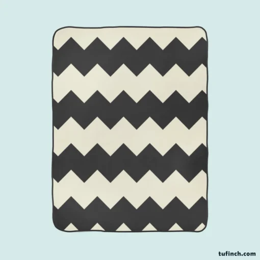 Black And White Chevron Design Fleece Blanket 1