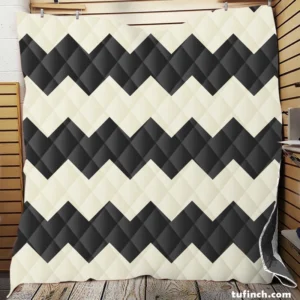 Black And White Chevron Design Quilt Blanket