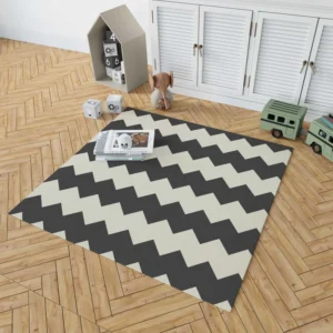 Black And White Chevron Design Rug 1