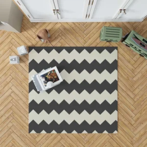 Black And White Chevron Design Rug