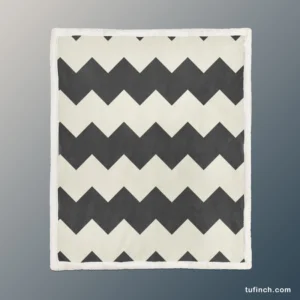 Black And White Chevron Design Sherpa Fleece Blanket 1