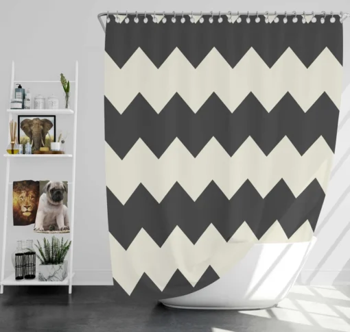 Black And White Chevron Design Shower Curtain