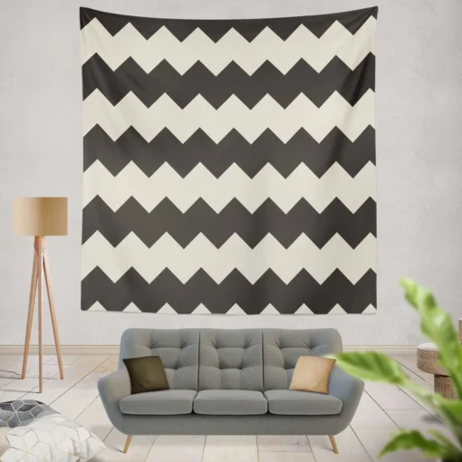 Black And White Chevron Design Wall Tapestry