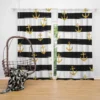 Black And White Stripes Gold Anchor Curtain